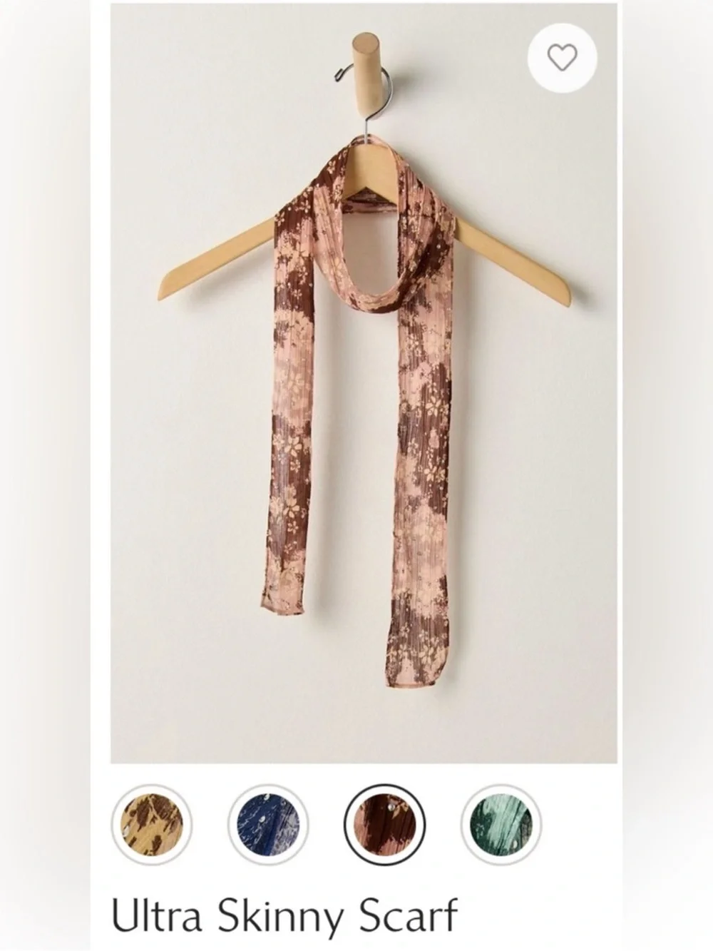 Free People ultra skinny Brown and Pink Floral Neck Scarf